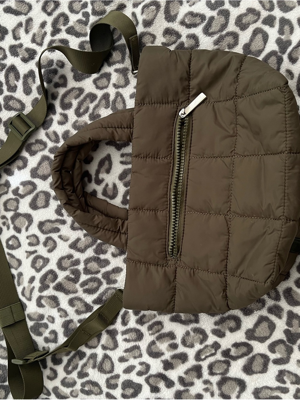 Quilted Olive Green Puffer Tote Bag - Versatile Women's Shoulder Bag - Picture 2 of 5
